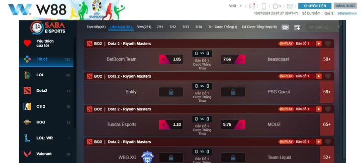 SABA Esports W88 đỉnh cao cá cược thể thao, nơi đam mê và chiến thắng hội tụ hoàn hảo 2 Giao diện SABA Esports W88 hiện đại, dễ sử dụng ngay cả với newbie