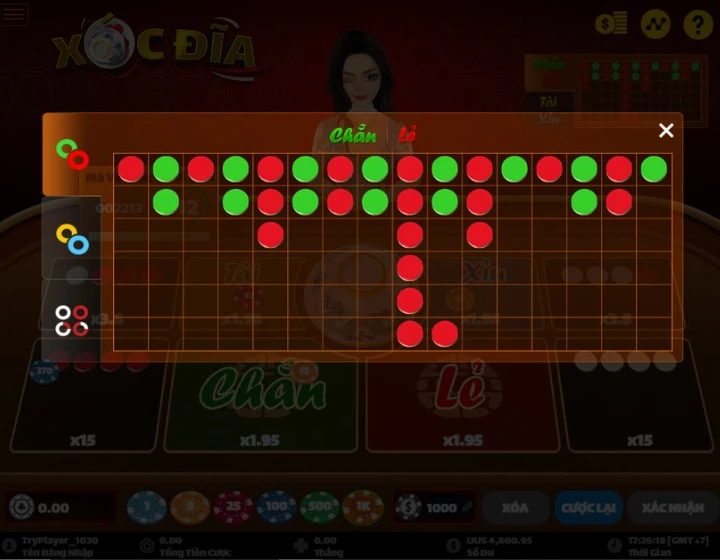 Xóc đĩa W88 trò chơi trực tuyến ăn khách nhất tại Việt Nam 2 Xóc đĩa W88 Thống kê kết quả phiên cược trước